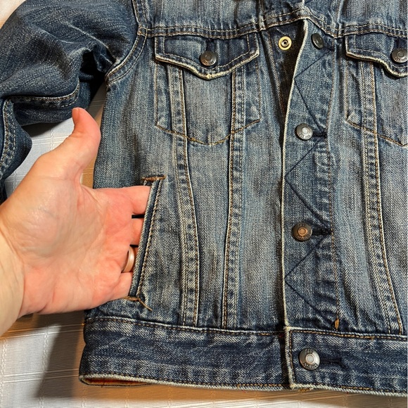 GAP Kids Classic Y2K Blue Jean Jacket Distressed Size XS 4-5 100% Cotton Western - Picture 6 of 14